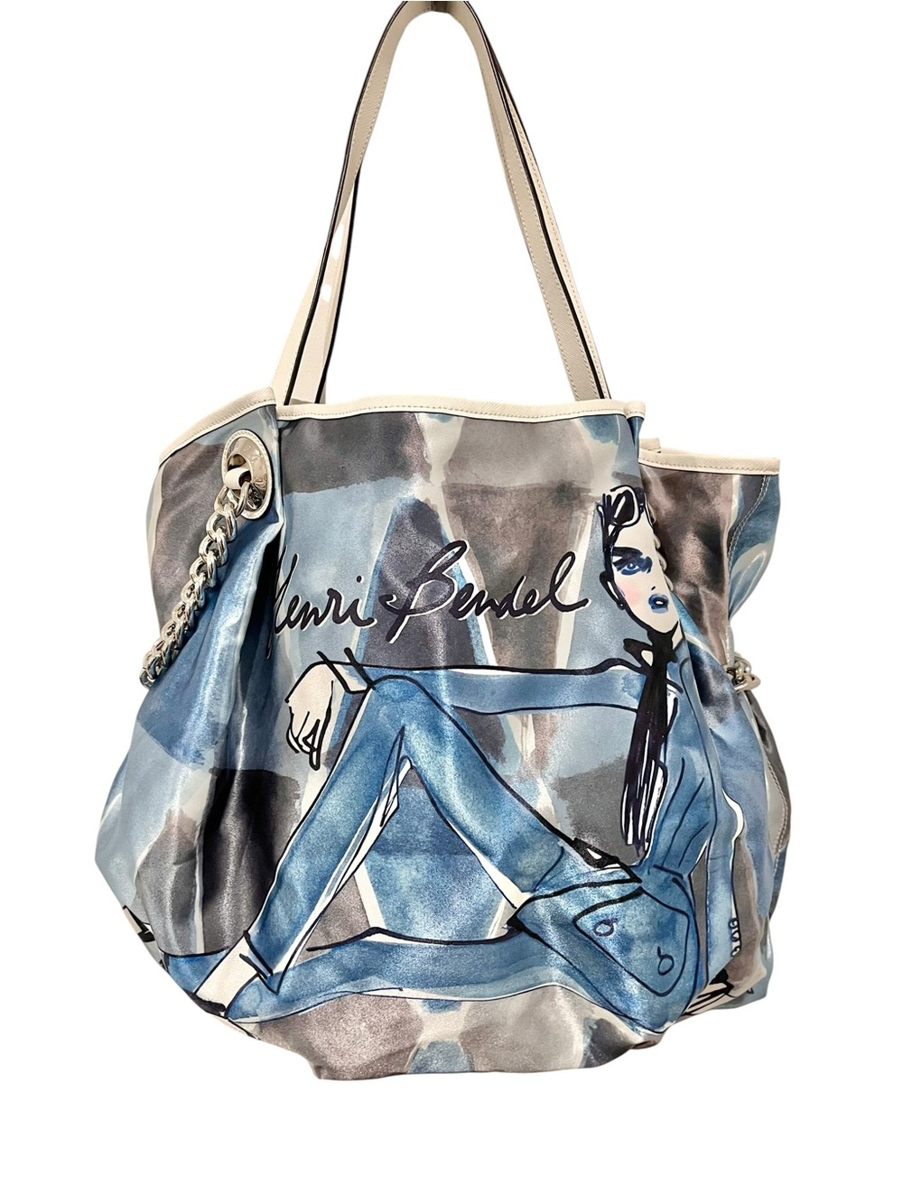 Henri Bendel RARE Graphic Satin Tote Bag NWT